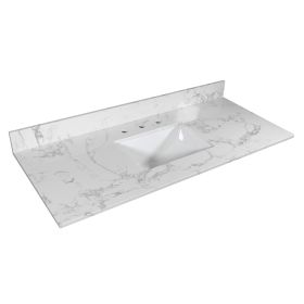 Montary bathroom vanity top stone carrara white new style tops with rectangle undermount ceramic sink and back splash (size: 49" X 22")