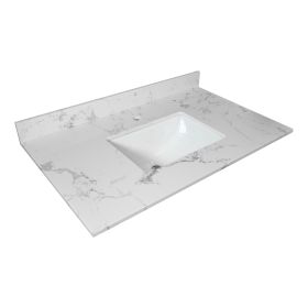 Montary bathroom vanity top stone carrara white new style tops with rectangle undermount ceramic sink and back splash (size: 31" X 22")