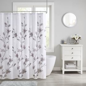 Floral Printed Burnout Shower Curtain (Color: as Pic)