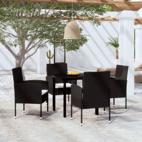 5 Piece Patio Dining Set Black (Color: black)