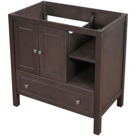 30" Bathroom Vanity Base Only;  Solid Wood Frame;  Bathroom Storage Cabinet with Doors and Drawers (Color: Brown)