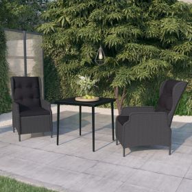 3 Piece Patio Dining Set Dark Gray (Color: Grey)