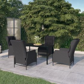 5 Piece Patio Dining Set Dark Gray (Color: Grey)