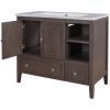 36" Bathroom Vanity with Ceramic Basin;  Bathroom Storage Cabinet with Two Doors and Drawers;  Solid Frame;  Metal Handles